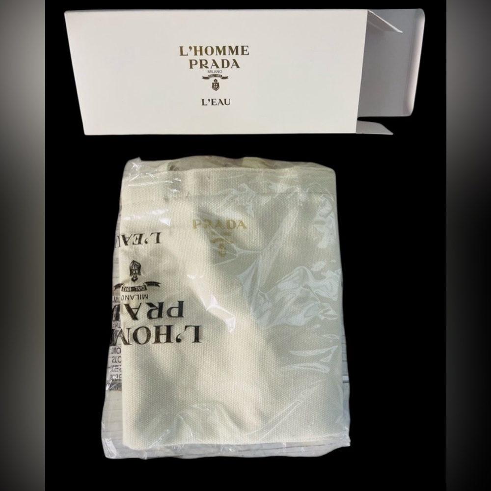 NEW w/ Box Prada Cream VIP Canvas Small Tote Bag 9”x 7” w/ 3” Shoulder … - Picture 8 of 10